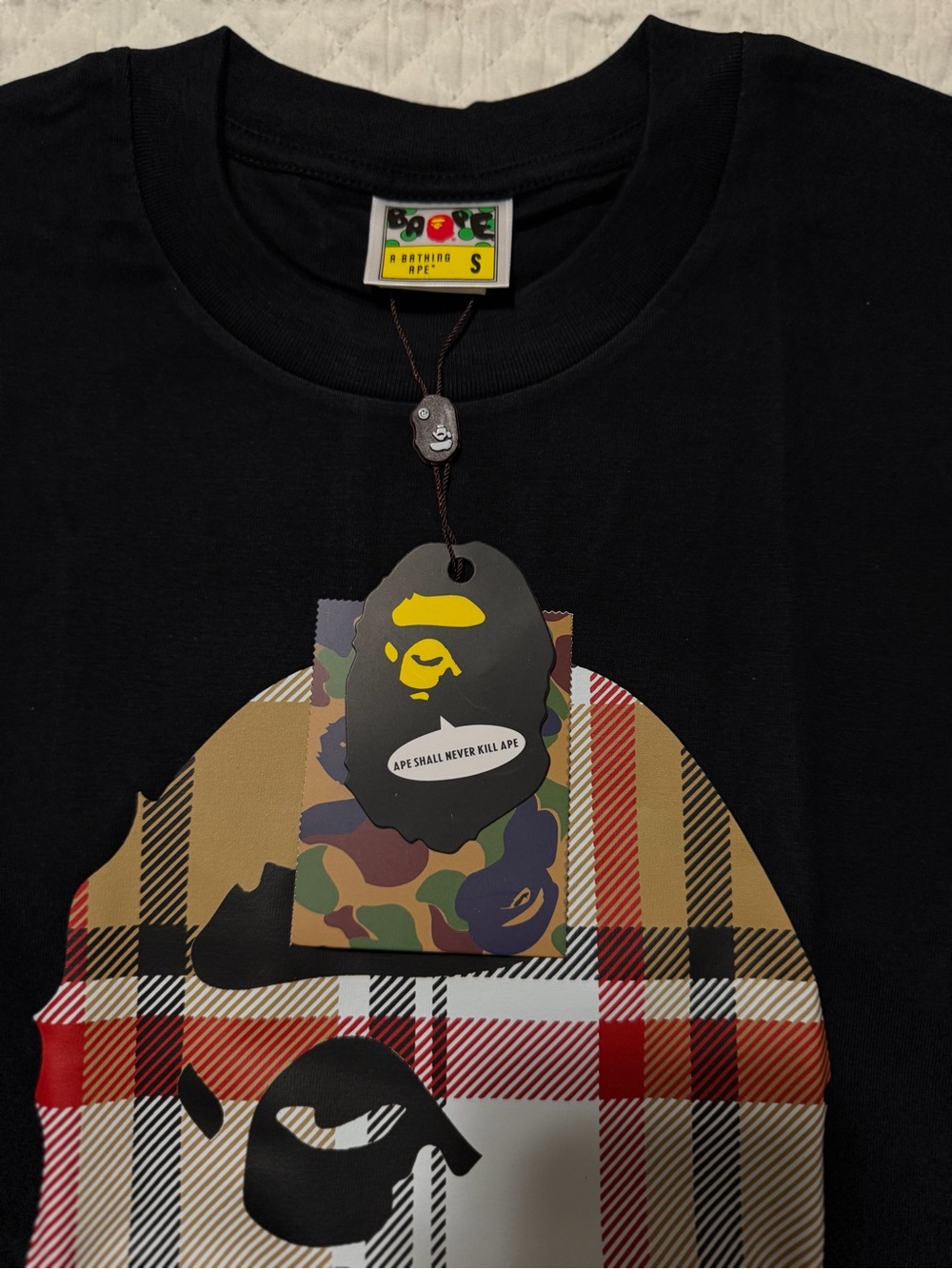 A Bathing Ape X Burberry Ape Head Tee Black - Gem
